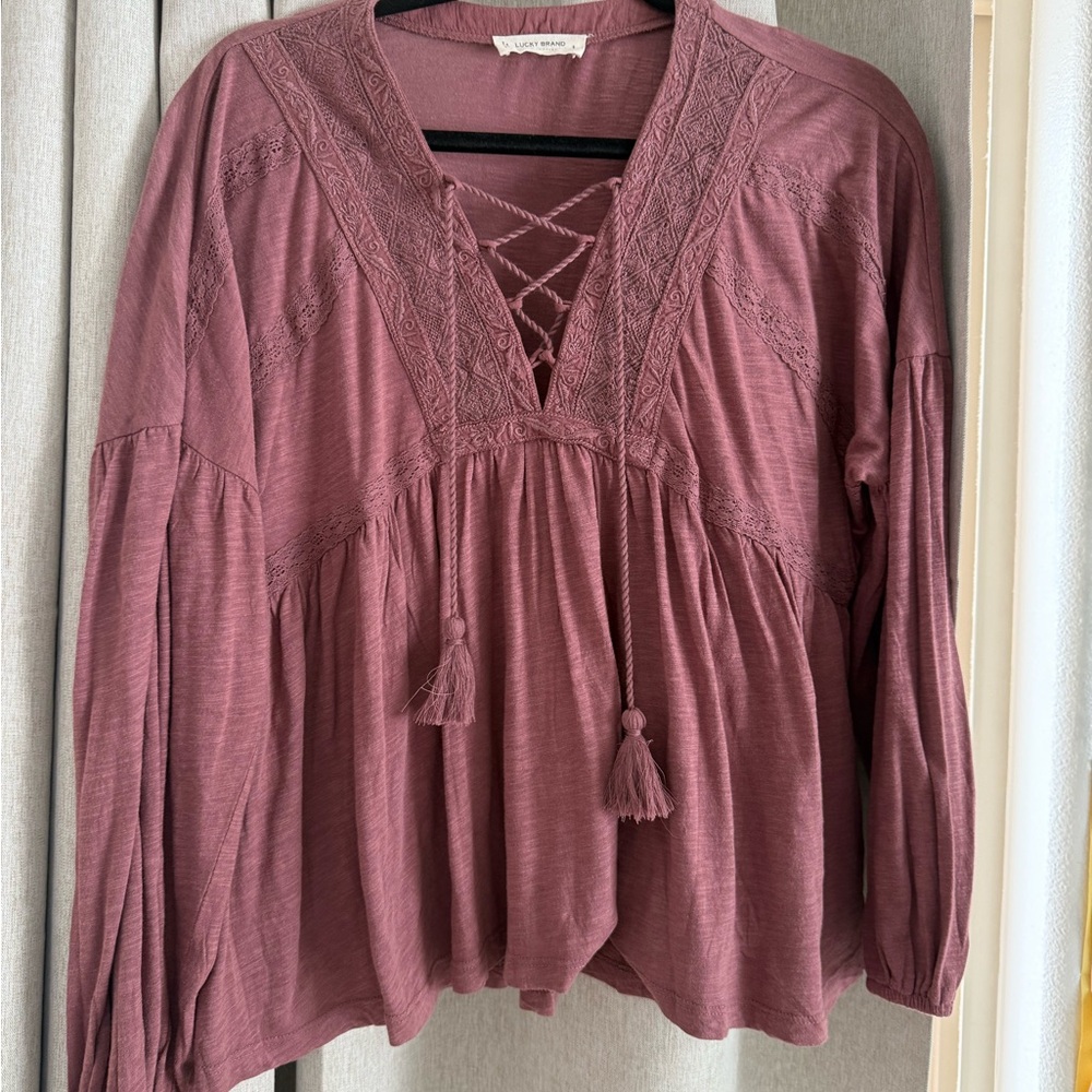 Lucky Brand Dusty Rose Bohemian Blouse